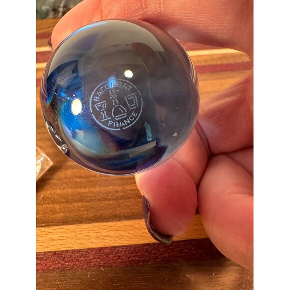 Baccarat Solid Blue Crystal Egg on Pedestal. - Picture 6 of 11